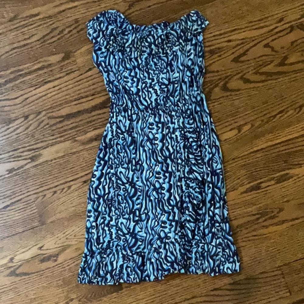LILLY PULITZER Flor Strapless Dress Navy Ribbit